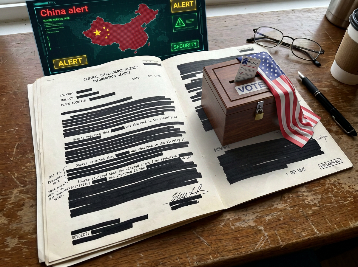Open CIA report dated October 1978 with extensive black redactions on text